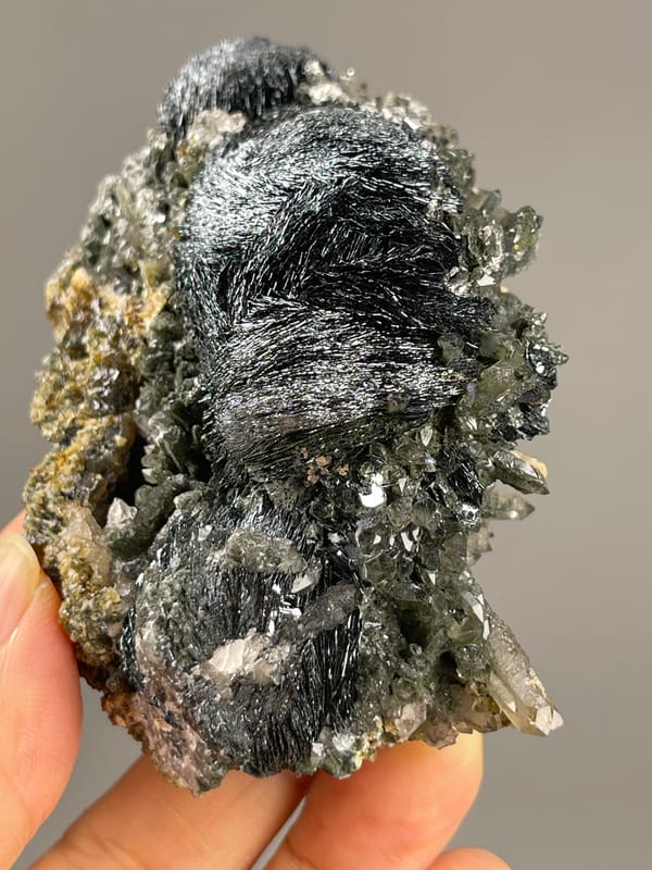 Hematite from Inner Mongolia, China: upright side showing layered reflective blades.
