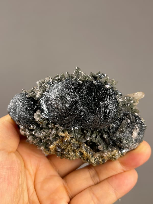 Hematite from Inner Mongolia, China: low oblique view of the metallic fan.
