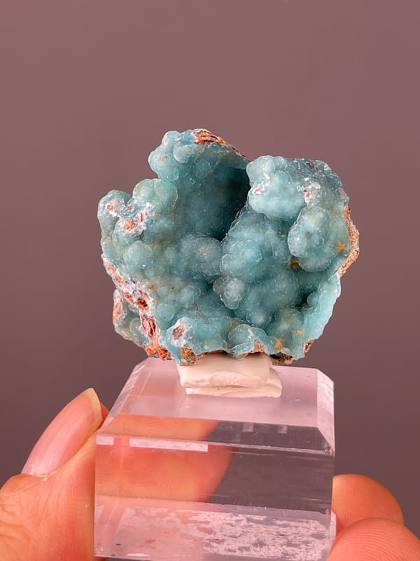 Hemimorphite specimen from Yunnan, China featuring sky-blue botryoidal cavity