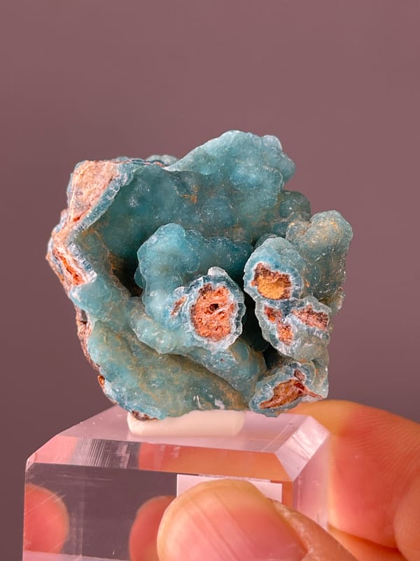 Sky-blue botryoidal cavity visible on hemimorphite specimen from Yunnan, China