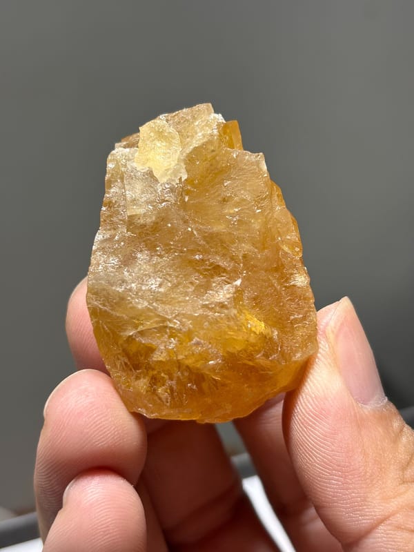 Honey-orange scheelite crystal from Xuebaoding, Sichuan, China, second angle