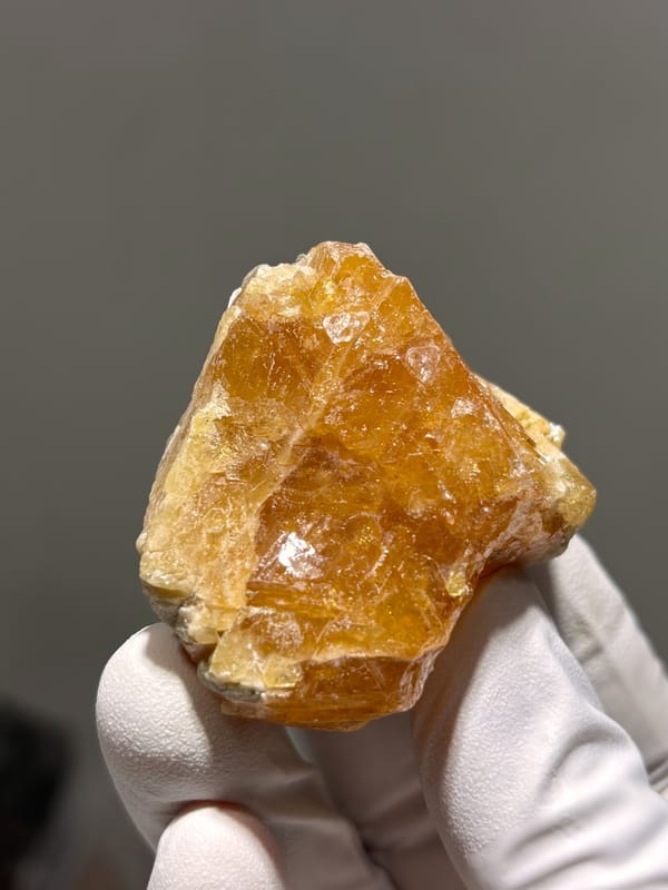 Large honey-orange scheelite crystal from Xuebaoding, Sichuan, China, second angle