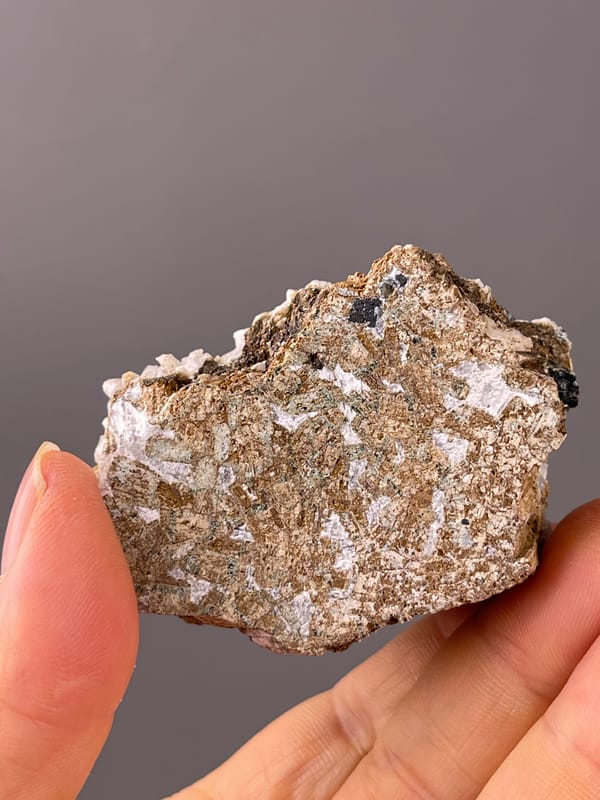 Ilvaite specimen from Inner Mongolia, China displaying black blades and white prisms