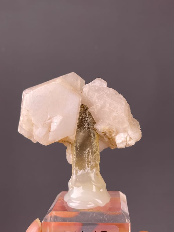 Manganese-bearing Calcite, Dong Ujimqin Banner, Inner Mongolia, China, showing pale pink calcite and smoky quartz