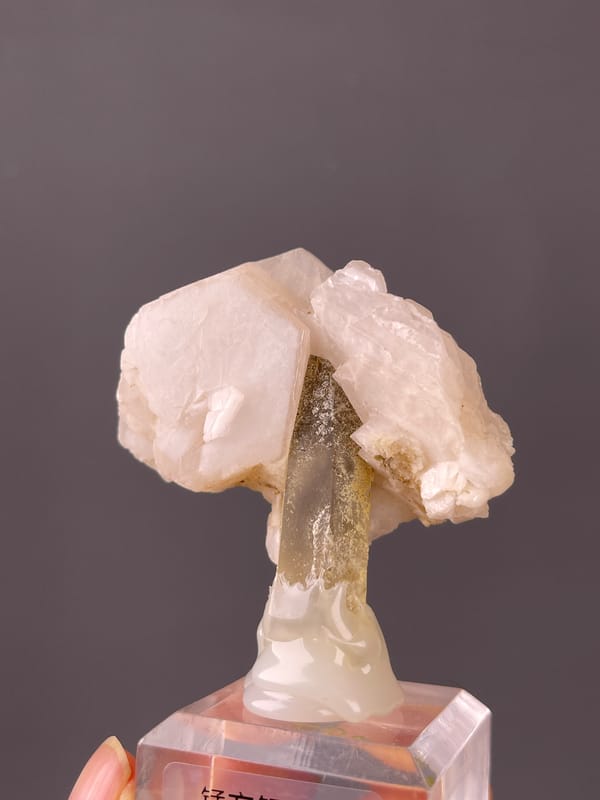Manganese-bearing Calcite, Dong Ujimqin Banner, Inner Mongolia, China, defined by pale pink calcite and smoky quartz