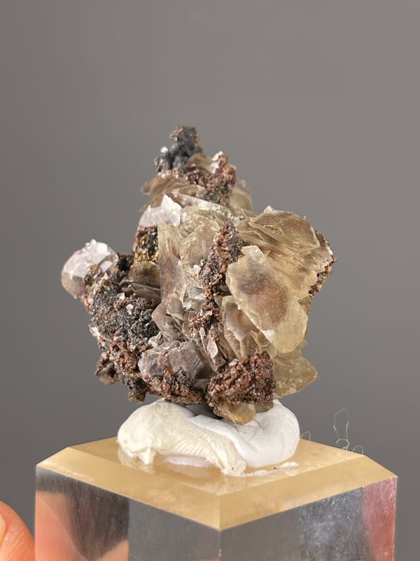 Mercedes-Head Calcite specimen from Fujian, China, defined by brown-gray bladed rosettes