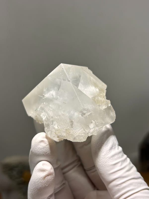 Milky white fluorite cube from Xuebaoding, Sichuan, China, reverse side