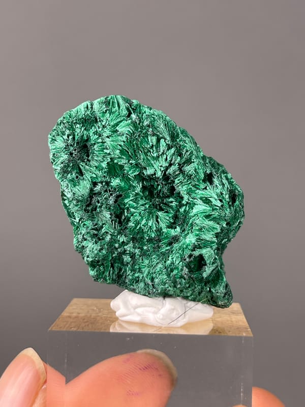Needle-like Radiating Malachite specimen from Yangchun, Guangdong, China featuring green radiating needle sprays