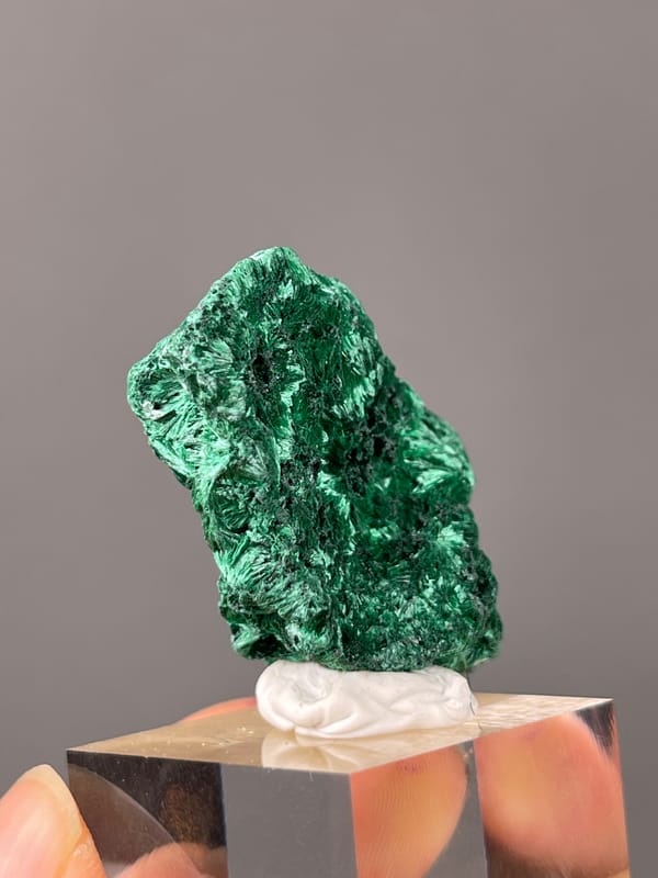 Needle-like Radiating Malachite specimen from Yangchun, Guangdong, China displaying green radiating needle sprays