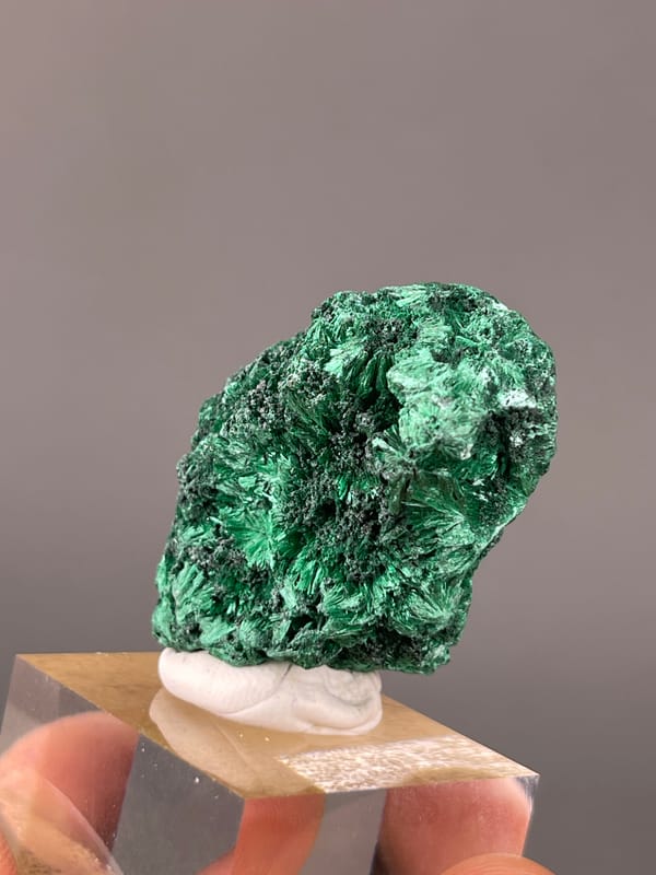 Green radiating needle sprays on natural needle-like radiating malachite specimen from Yangchun, Guangdong, China