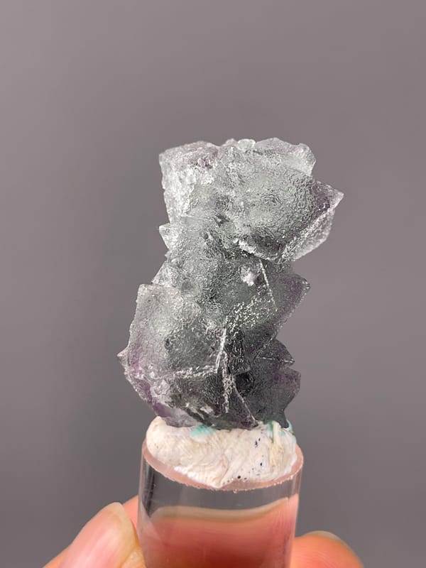 Octahedral Fluorite specimen from Sanming, Fujian, China featuring gray-purple fluorite with frosted faces