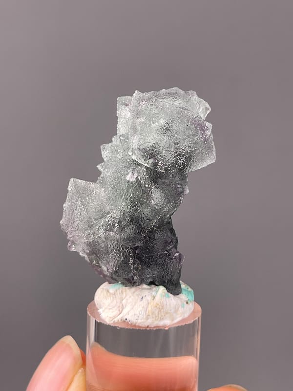 Octahedral Fluorite specimen from Sanming, Fujian, China, defined by gray-purple fluorite with frosted faces