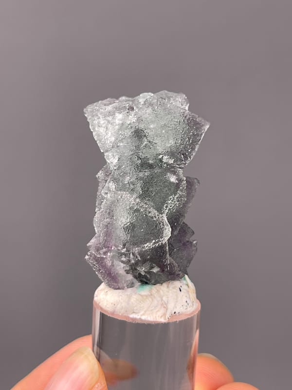 Octahedral Fluorite specimen from Sanming, Fujian, China presenting gray-purple fluorite with frosted faces