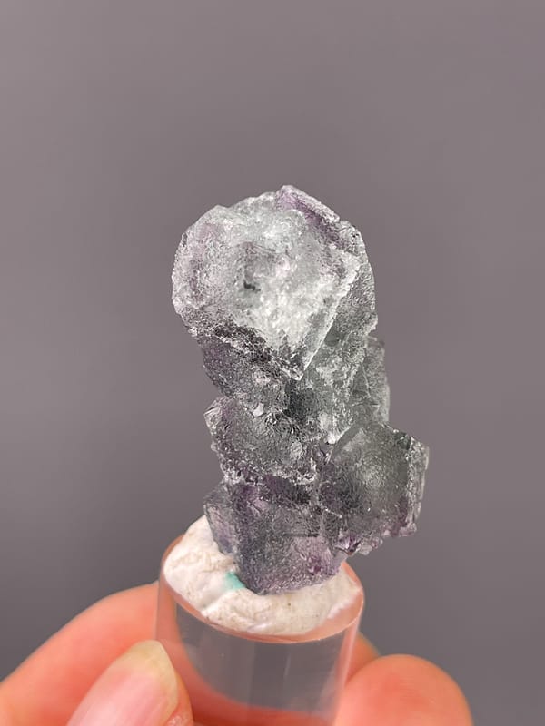 Octahedral Fluorite specimen from Sanming, Fujian, China displaying gray-purple fluorite with frosted faces