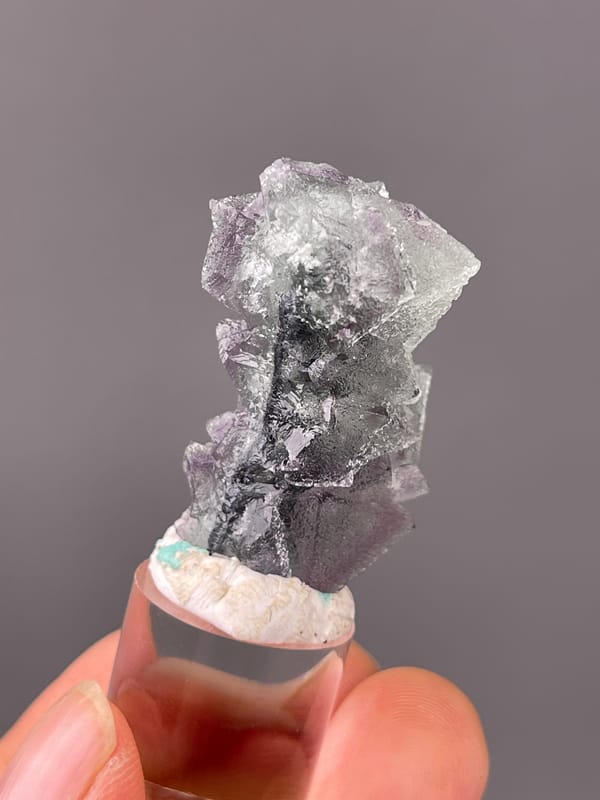 Octahedral Fluorite specimen from Sanming, Fujian, China highlighting gray-purple fluorite with frosted faces
