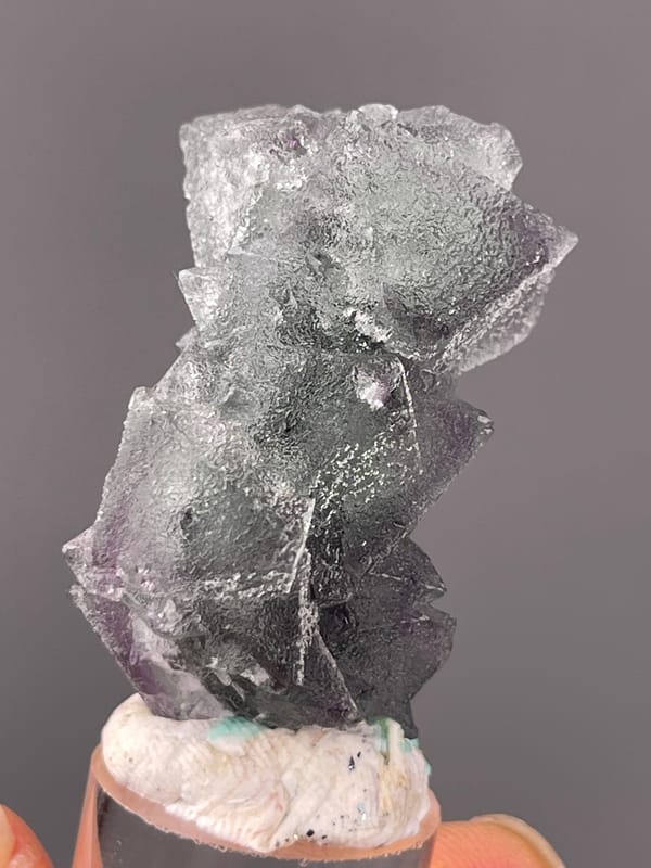 Octahedral Fluorite specimen from Sanming, Fujian, China, characterized by gray-purple fluorite with frosted faces