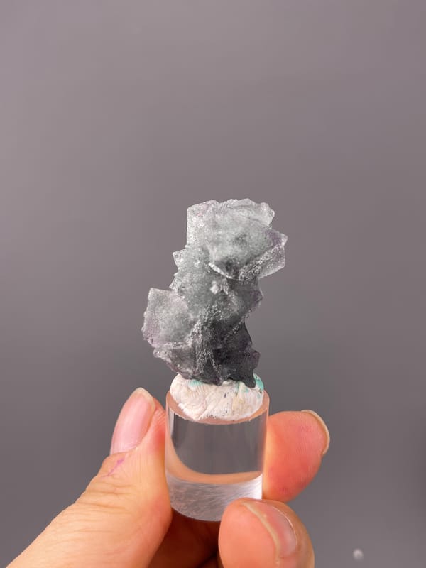 Octahedral Fluorite specimen from Sanming, Fujian, China bearing gray-purple fluorite with frosted faces