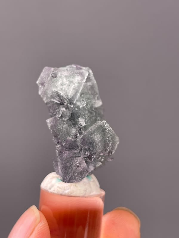 Octahedral Fluorite specimen from Sanming, Fujian, China showcasing gray-purple fluorite with frosted faces