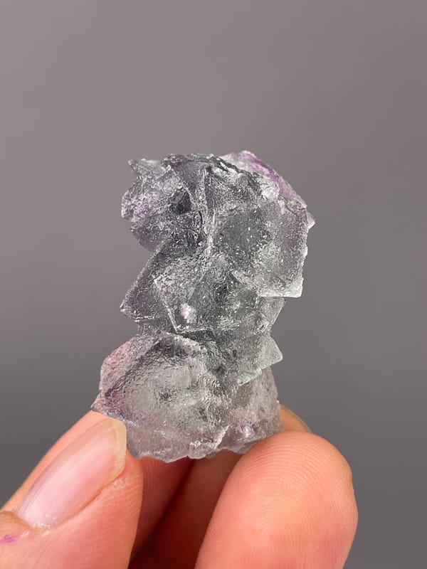 Octahedral Fluorite specimen from Sanming, Fujian, China exhibiting gray-purple fluorite with frosted faces