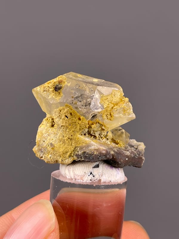 Yellow Calcite specimen from Daye, Hubei, China featuring honey-yellow calcite with cleavage