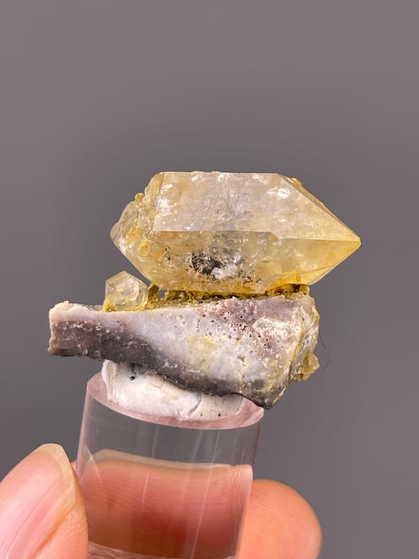 Yellow Calcite specimen from Daye, Hubei, China showing honey-yellow calcite with cleavage