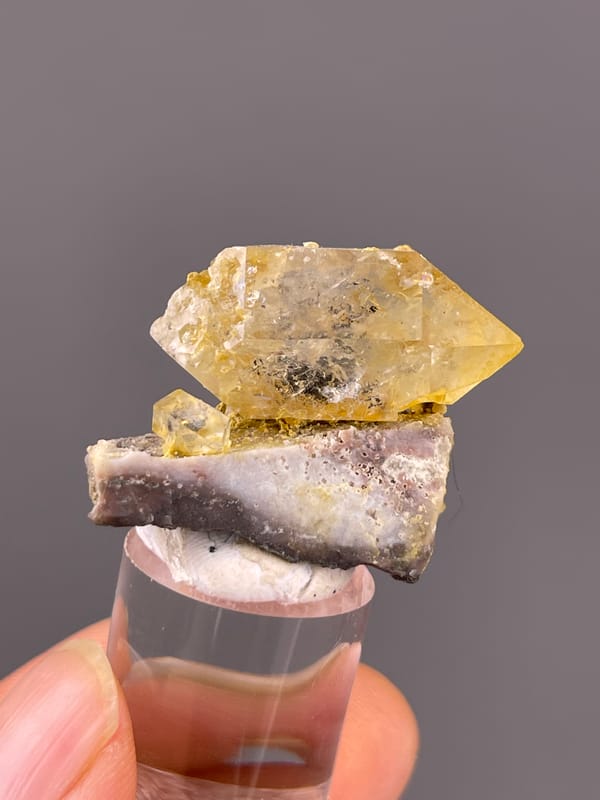 Yellow Calcite specimen from Daye, Hubei, China, defined by honey-yellow calcite with cleavage