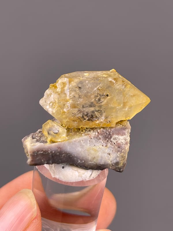 Yellow Calcite specimen from Daye, Hubei, China presenting honey-yellow calcite with cleavage