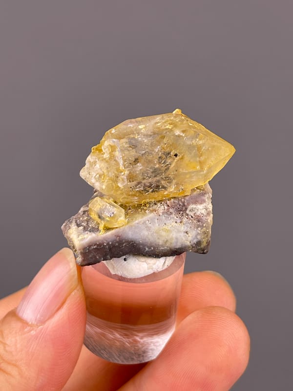 Yellow Calcite specimen from Daye, Hubei, China showcasing honey-yellow calcite with cleavage