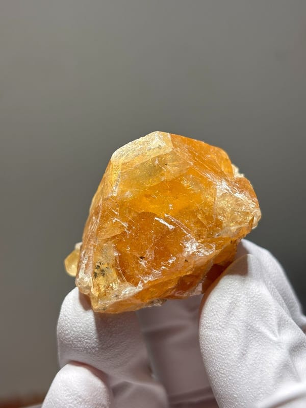 Orange scheelite crystal from Xuebaoding, Sichuan, China