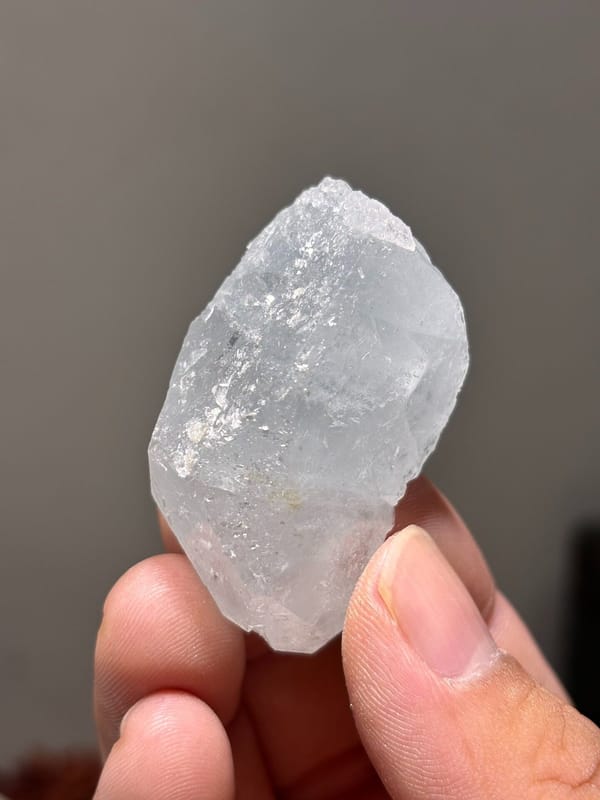 Pale blue aquamarine crystal with frosted surface from Xuebaoding, Sichuan, China
