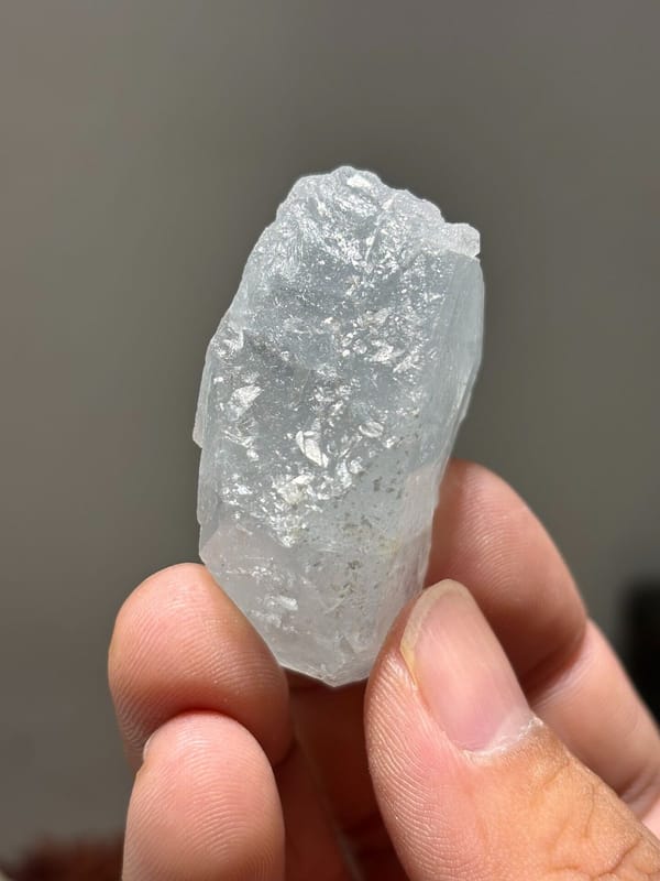 Pale blue aquamarine crystal with frosted surface from Xuebaoding, Sichuan, China, view 2 of 5