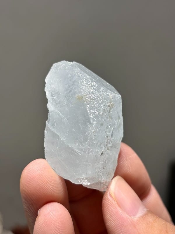 Pale blue aquamarine crystal with frosted surface from Xuebaoding, Sichuan, China, view 3 of 5