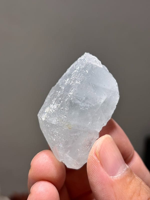 Pale blue aquamarine crystal with frosted surface from Xuebaoding, Sichuan, China, view 5 of 5