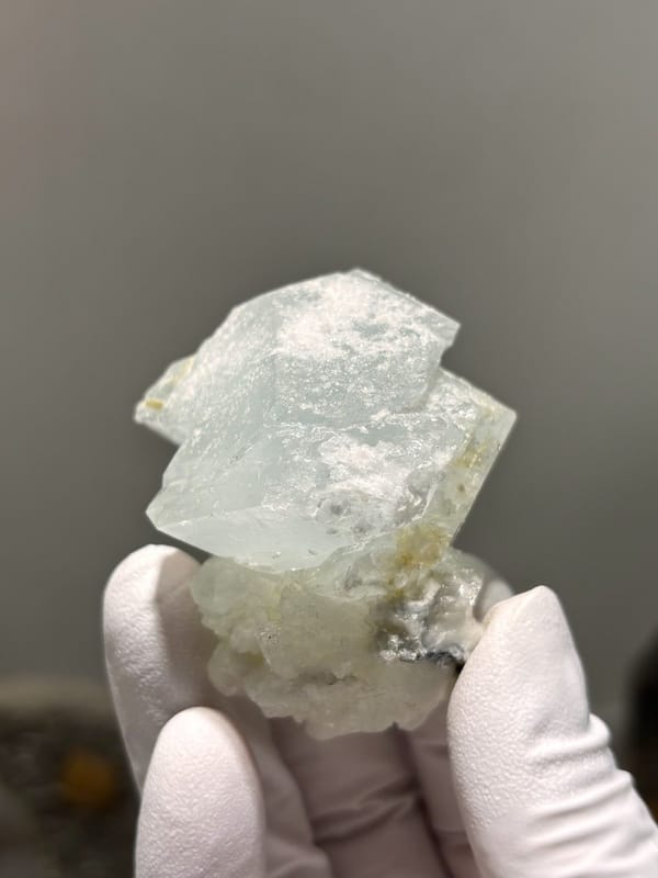 Pale blue aquamarine with stepped faces from Xuebaoding, Sichuan, China, view 4 of 5