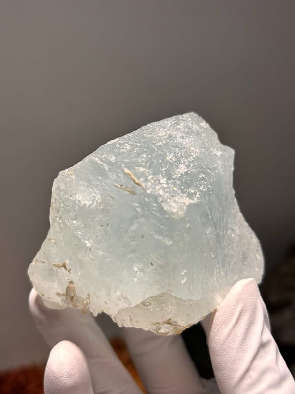 Pale blue aquamarine block from Xuebaoding, Sichuan, China, second angle