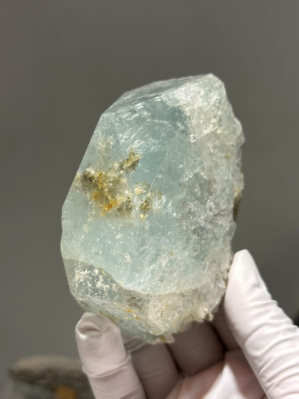 Pale blue-green aquamarine block from Xuebaoding, Sichuan, China, second angle