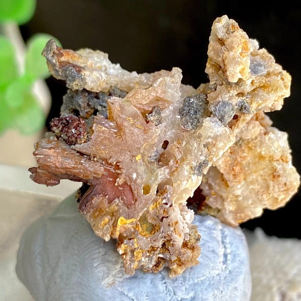 Pale cerussite crystals on rusty matrix from Guangxi, China, view 6 of 6