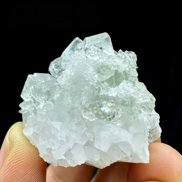 Pale green fluorite cubes among white quartz points from Guangdong, China