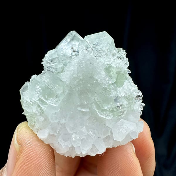 Pale green fluorite cubes among white quartz points from Guangdong, China, view 6 of 10