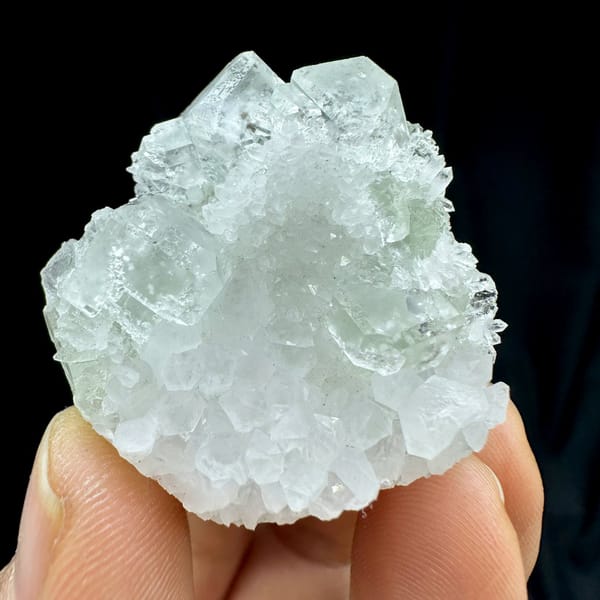Pale green fluorite cubes among white quartz points from Guangdong, China, view 9 of 10