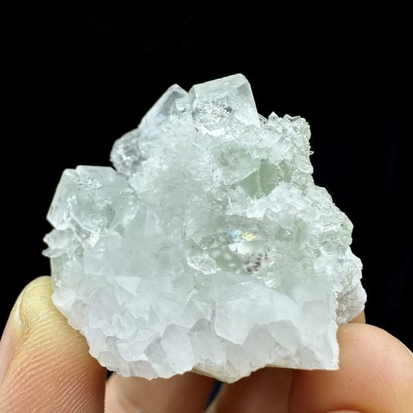 Pale green fluorite cubes among white quartz points from Guangdong, China, view 10 of 10
