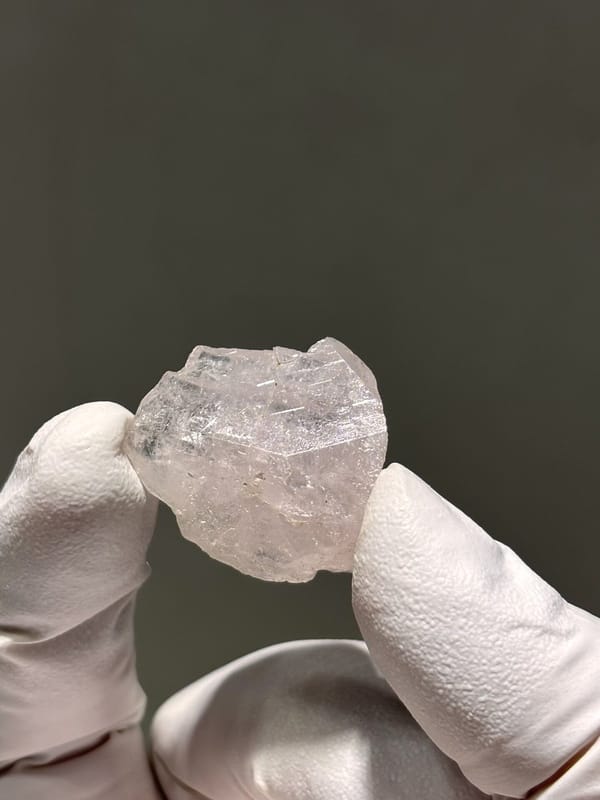 Pale lilac apatite tablet from Xuebaoding, Sichuan, China