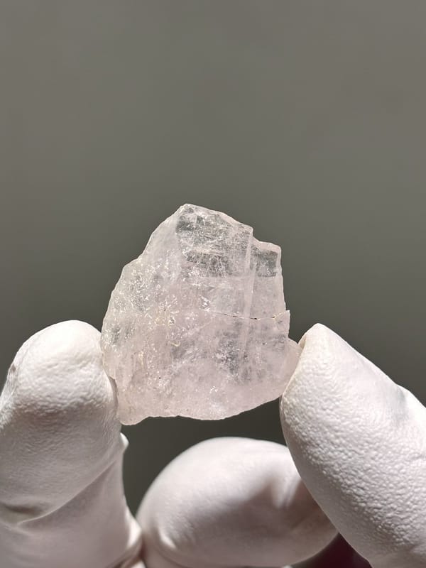 Pale lilac apatite tablet from Xuebaoding, Sichuan, China, view 2 of 4