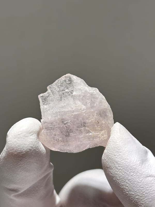 Pale lilac apatite tablet from Xuebaoding, Sichuan, China, view 4 of 4