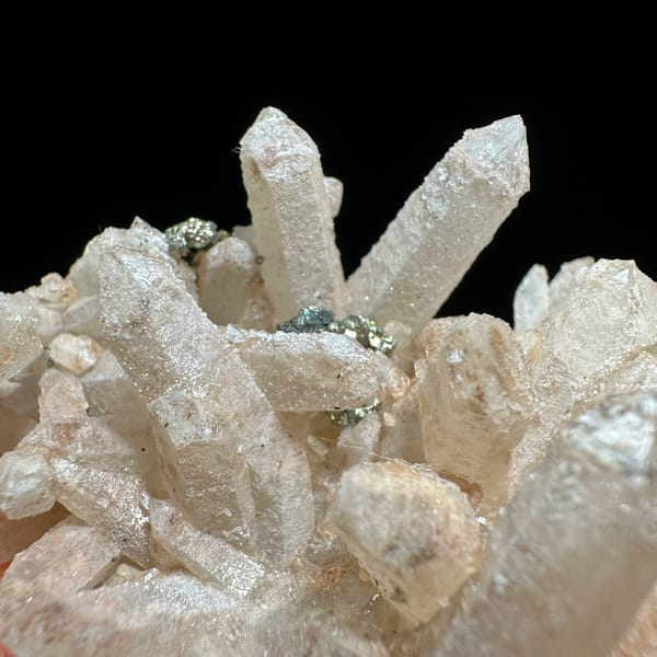 Pale quartz cluster with dark pyrite crystal from Inner Mongolia, China, view 5 of 11