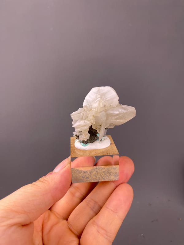 Petal-form Calcite specimen from Longyan, Fujian, China displaying cream calcite blades and rhombohedra
