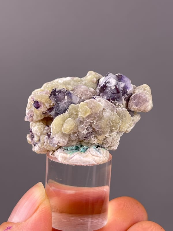 Phantom Fluorite specimen from Chifeng, Inner Mongolia, China, defined by purple fluorite with cream botryoidal coating