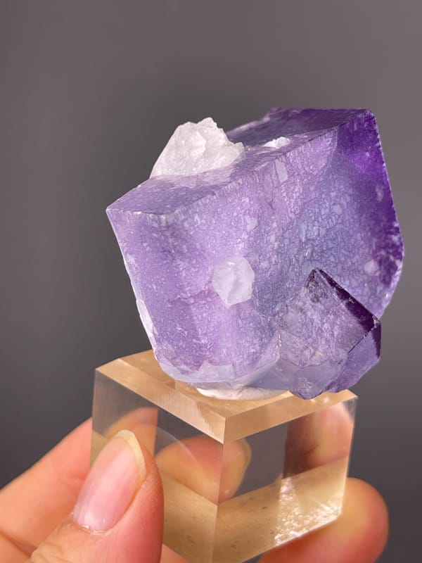 Zoned translucent purple cubes on natural phantom fluorite specimen from Yaogangxian Mine, Hunan, China