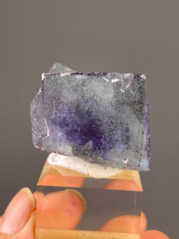 Phantom Fluorite specimen from Yaogangxian Mine, Hunan, China featuring green-purple zoned cubic crystal