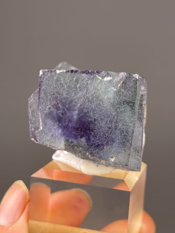 Phantom Fluorite specimen from Yaogangxian Mine, Hunan, China showing green-purple zoned cubic crystal
